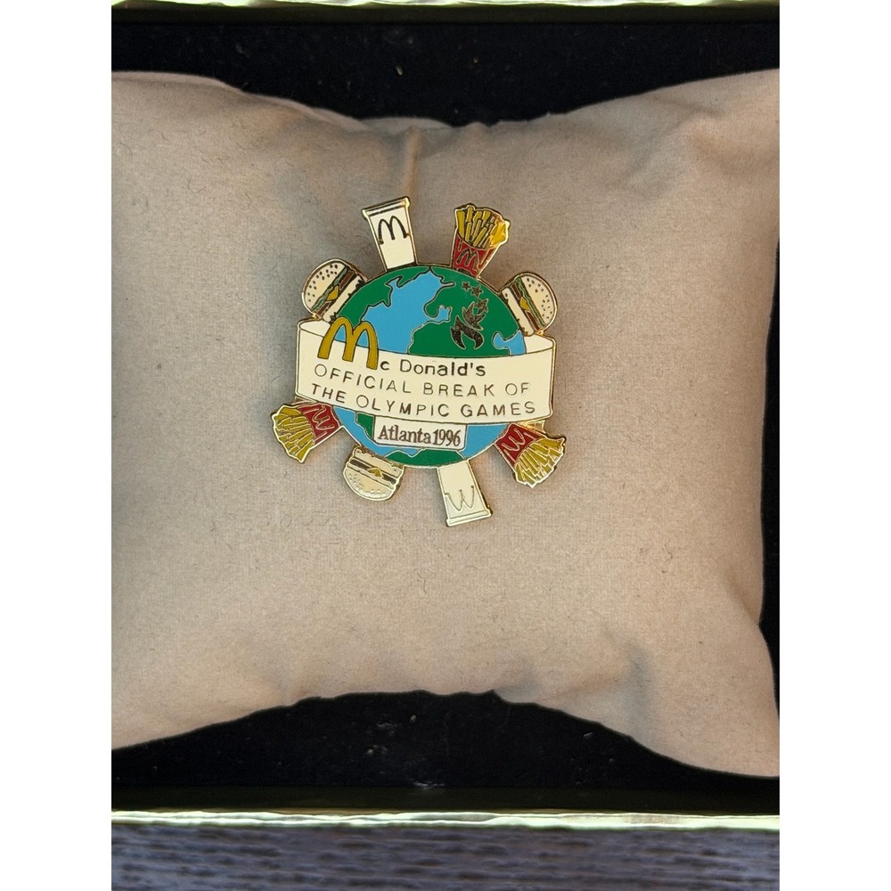 Vintage McDonalds 1996 Atlanta Olympic Games Globe Food Enamel Pin Collectible